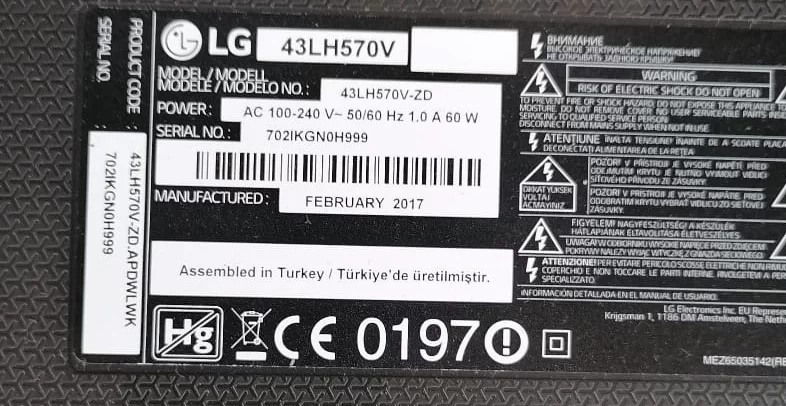 EAX66873003 (1.0), LG 43LH570V MAİNBOARD ANAKART