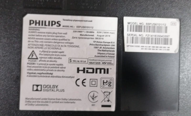 715G8132-M01-B00-005T, PHİLİPS 55PUS6101/12 MAİNBOARD ANAKART