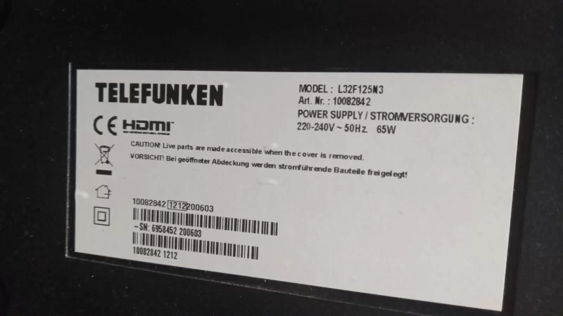 Telefunken L32f125n3 Lvds Kablosu