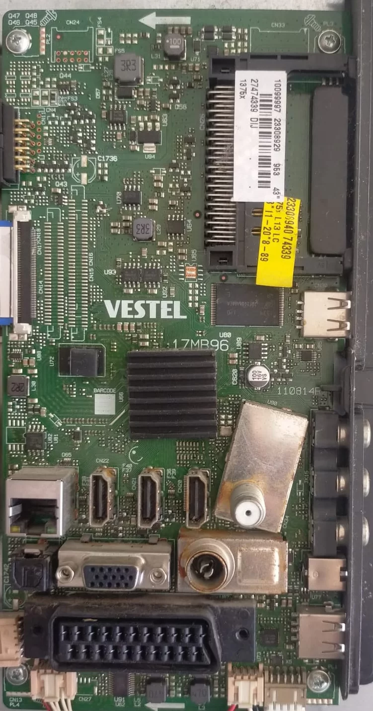 17MB96, 10099997 , 23308929 Vestel 43FA8500 Main Board Anakart