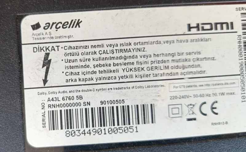 Zuy192r-01, Arçelik A43l 6760 Kumanda Gözü Sensör Ir