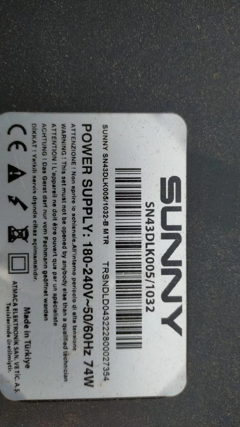 16AT017 , SUNNY SN43DLK0051032 Anakart Main Board