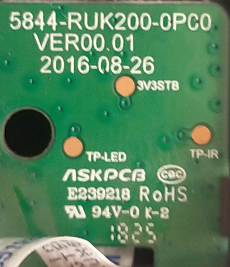 5844-RUK200-OpC0 , Ver00 01  Beko B40L57454B Kumanda Gözü Ir