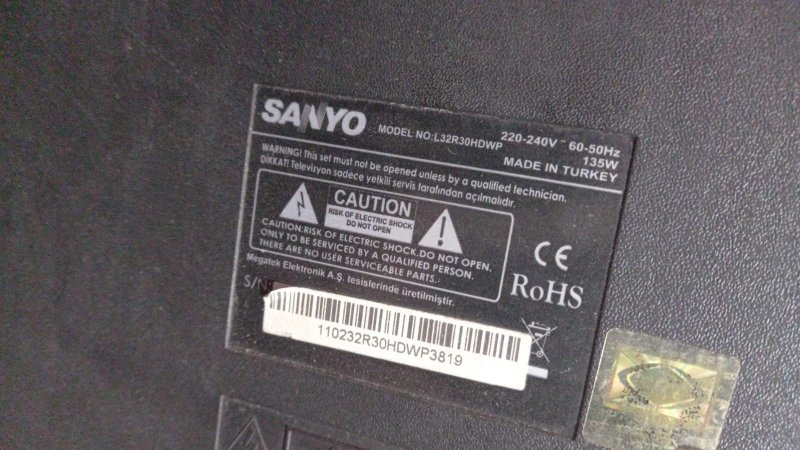 Sanyo L32R30HDWP  6870c-0312b  dan03v  2132e1  t-con kartı 