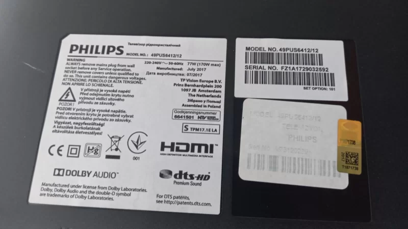 715g8623-R01-000-004y, Philips 49pus6412 / 12 Kumanda Gözü