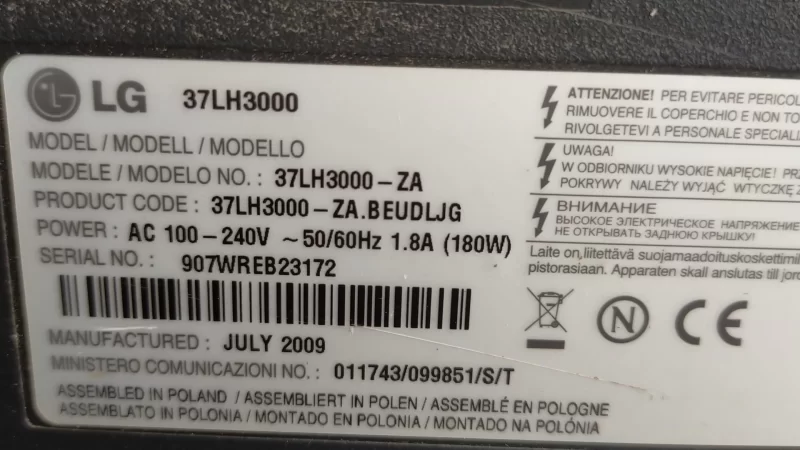 Eax60686902, (0) Lg 37lh3000 Mainboard, Anakart