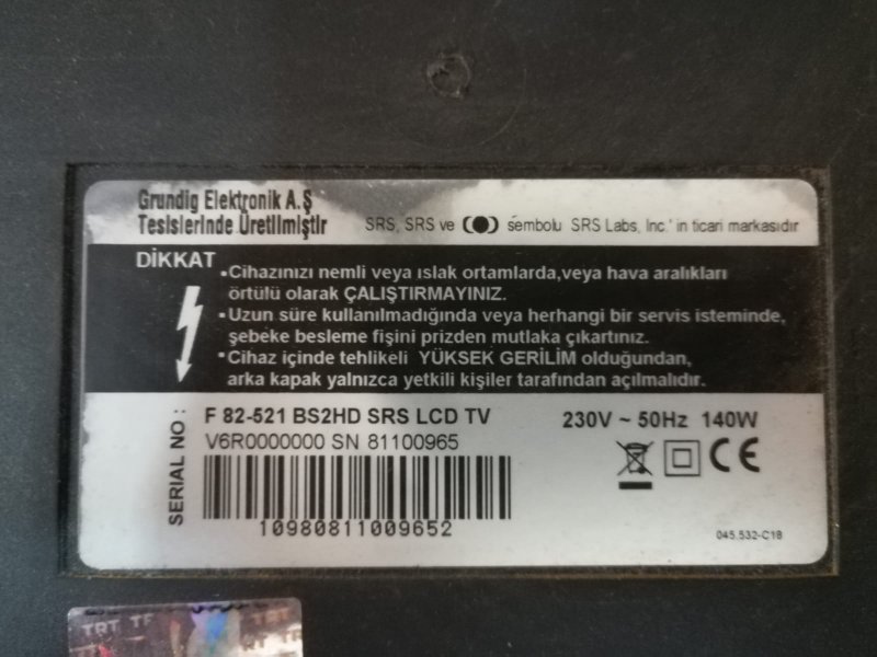 320AP03C2LV0.1 GRUNDIG F 82-521 TCON