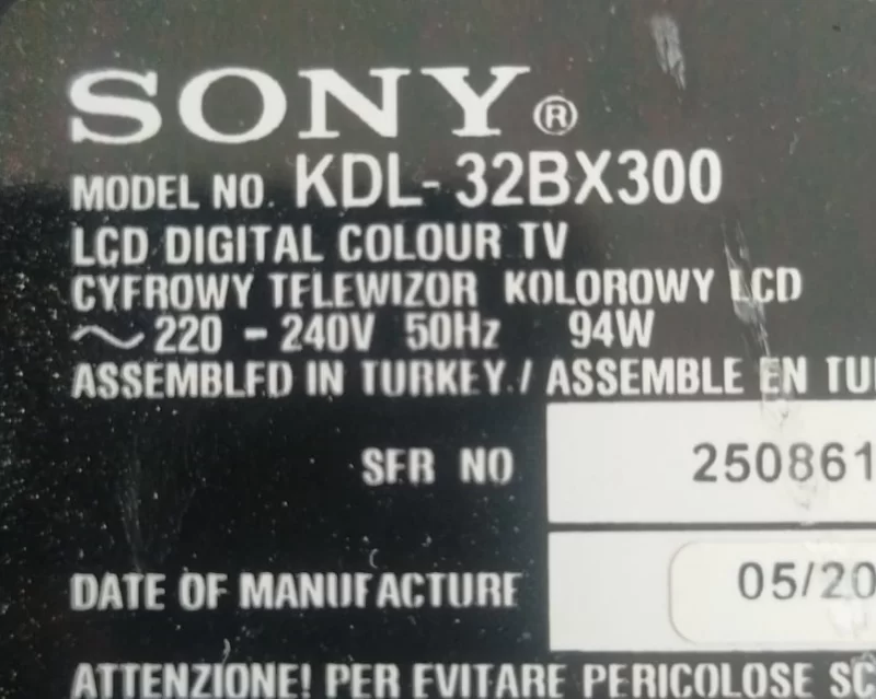 1-881-019-32 Sony KDL-32BX300 Main Board Anakart