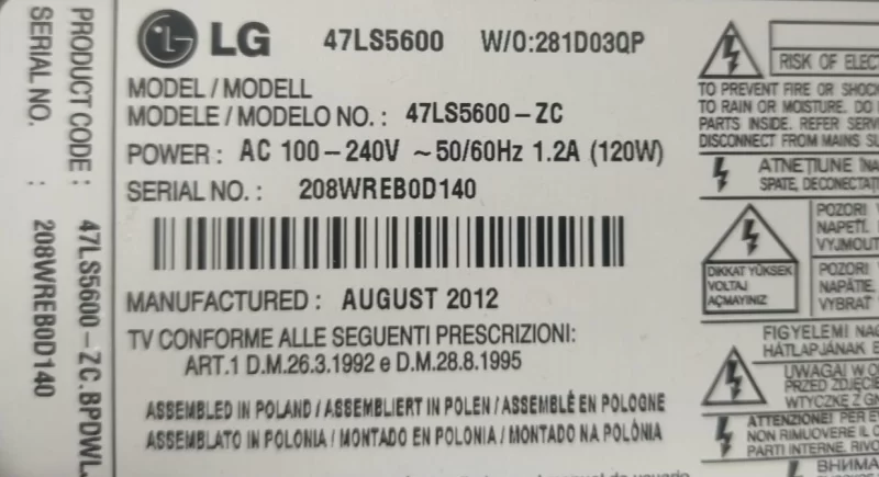 6870C-0401B  Lg 47LS5600 T-con Board