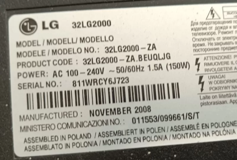 6870C-0195A , Lg 32lg2000 T-CON BOARD