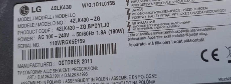 Eax64272802, Lg 42lk430, Ana Kart, Mainboard