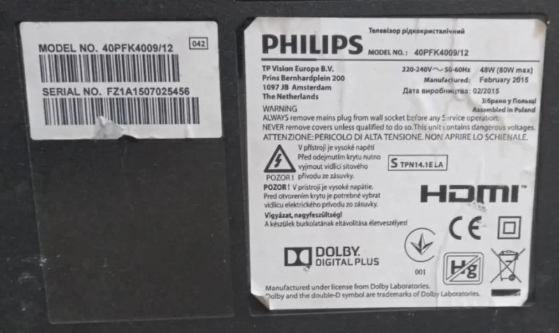 378g0110567ceb, Phılıps 40pfk4009 Tv  Hoparlör