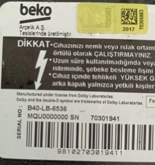 DPS-106AP-1 A , Zjn910r Beko B40-LB-6536 Power Board