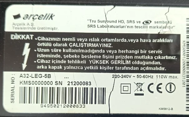 3drmb4c4lv0.3, Arçelik A32-Leg-5b Tcon Kartı