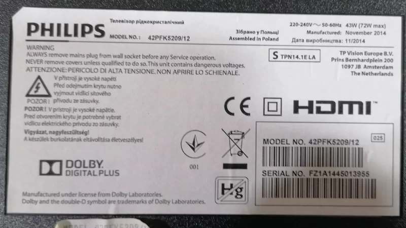 715G6094-M01-002-004N, PHİLİPS 42PFK5209/12 MAİNBOARD ANAKART