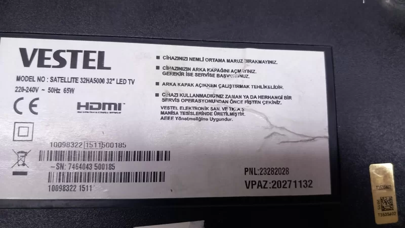 23231272 , 17ld160 ,Vestel 32ha5000, Seg, Regal Ir Sensor , Kumanda Gözü