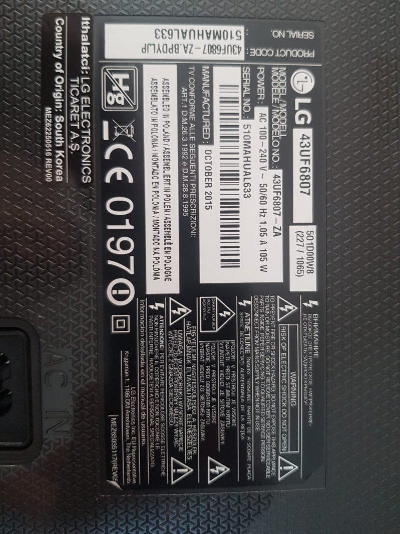 LG 43UF6807, LG 50UH635V HOPARLÖR, EAB63650702, EAB63650701