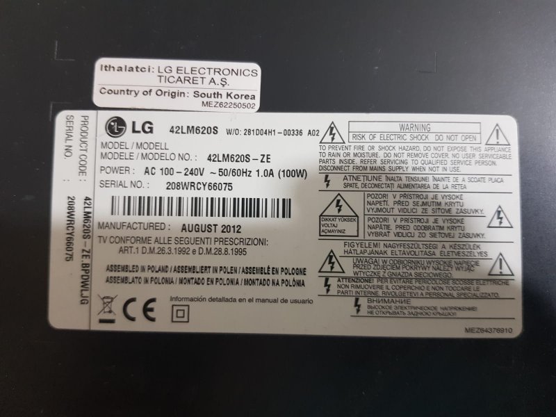 EAD62046903, LVDS KABLO, LG 42LM620S, 47LM615S