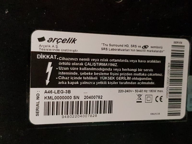 ARÇELİK A46-LEG-3B, SSL460_3E2A REV 0.2LED DRİVER, VESTEL