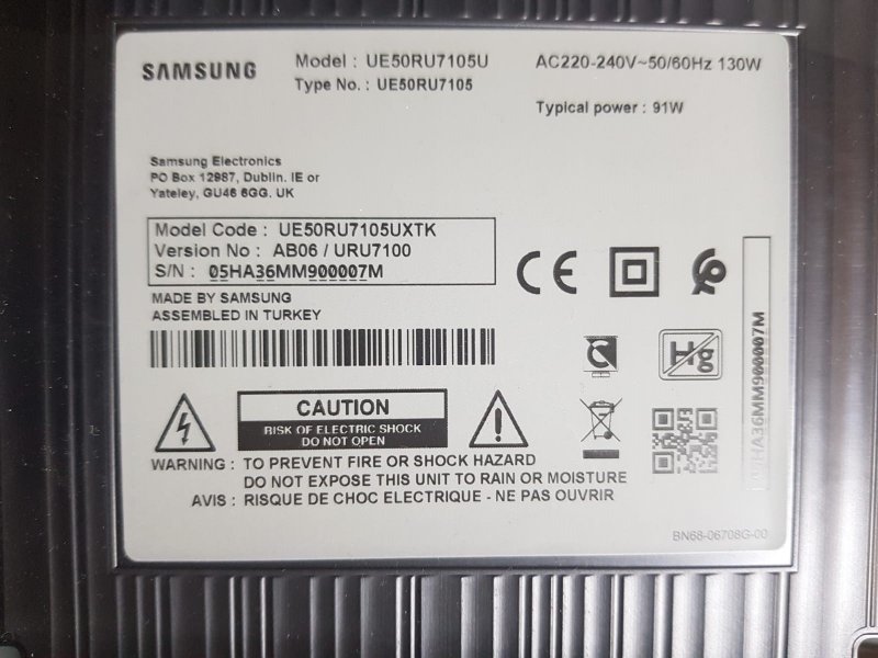 SAMSUNG UE50RU7105UXTK,48730A POWER BUTTON IR SENSÖRÜ,KABLOSU DAHİL.