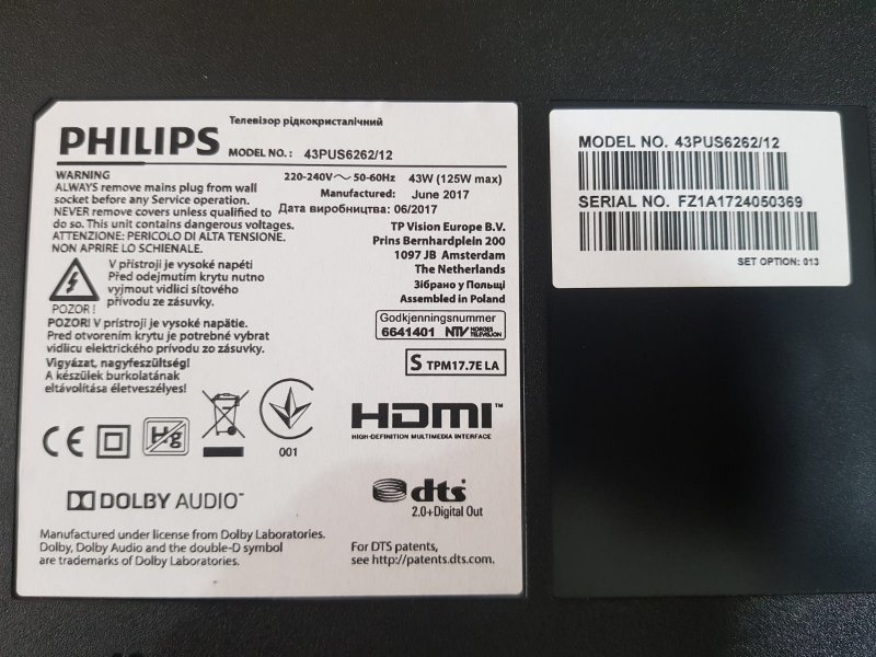 PHILIPS 43PUS6262,HOPARLÖR,TAKIM HALİNDE,FABRİKA ORJINALI