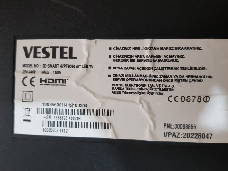 VESTEL 47PF9090,KUMANDA GÖZÜ,IR SENSÖRÜ