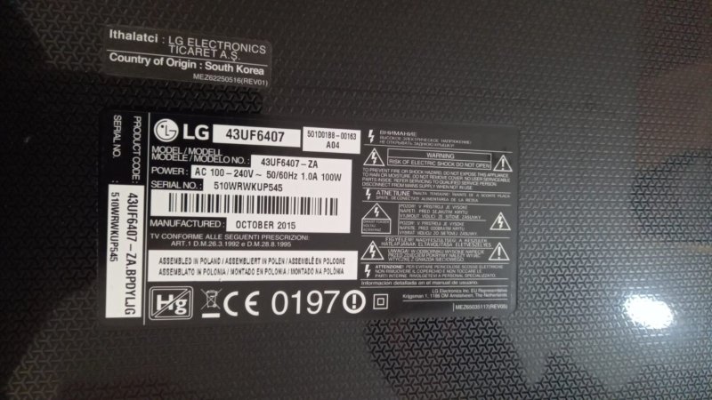 EAX66485502(1.0) , LG 43UF6407 , ANAKART , MAINBOARD