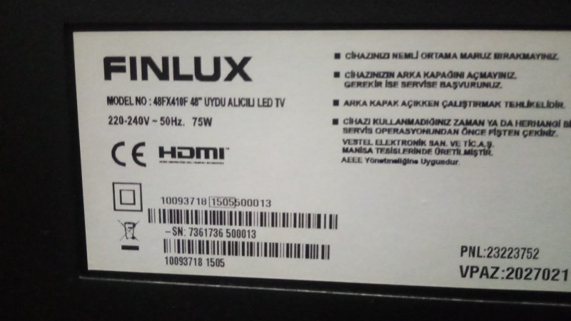 13VNB S60TMB4C4LV0.0, FİNLUX 48FX410F, T CON BOARD