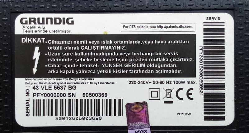 GRUNDİG 43-VLE-5537 VAX502R4B6 LVDS KABLOSU