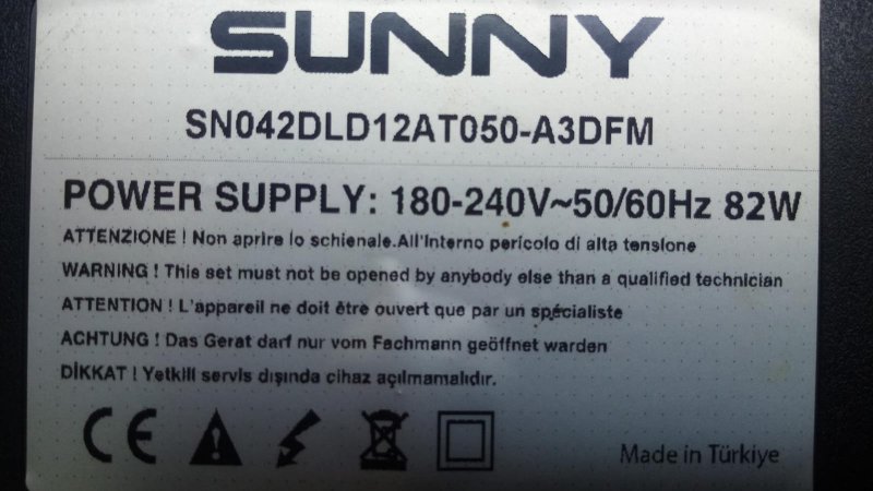 SUNNY SN42DLD12AT050 12SB019 E216098 KUMANDA GÖZÜ VE TUŞ TAKIMI