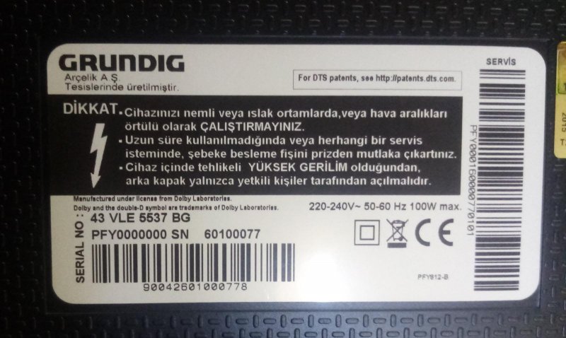 GRUNDİG 43-VLE-5537 ZNL193-07 ZPR120 LED DRİVER BOARD