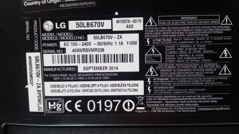 LG 50LB670V EAX65424001(2.4) LGP4750-14LPB BESLEME KARTI