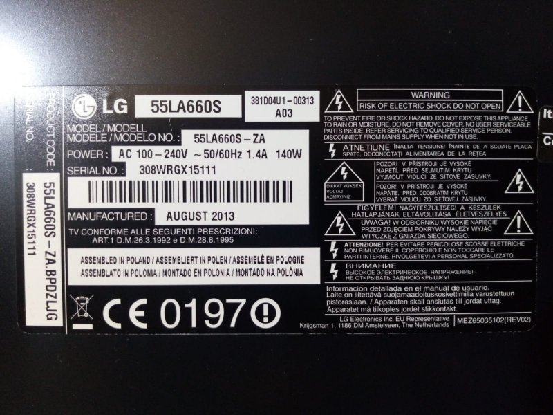 LG 55LA660S EAB62809601 DAHİLİ HOPARLOR