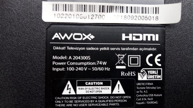 awox a204300s led tv ayağı