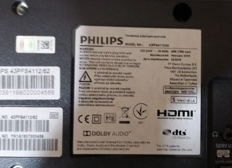 HV430FHBN10, 47-6021131, PHİLİPS 43PFS4112/62 T-CON BOARD