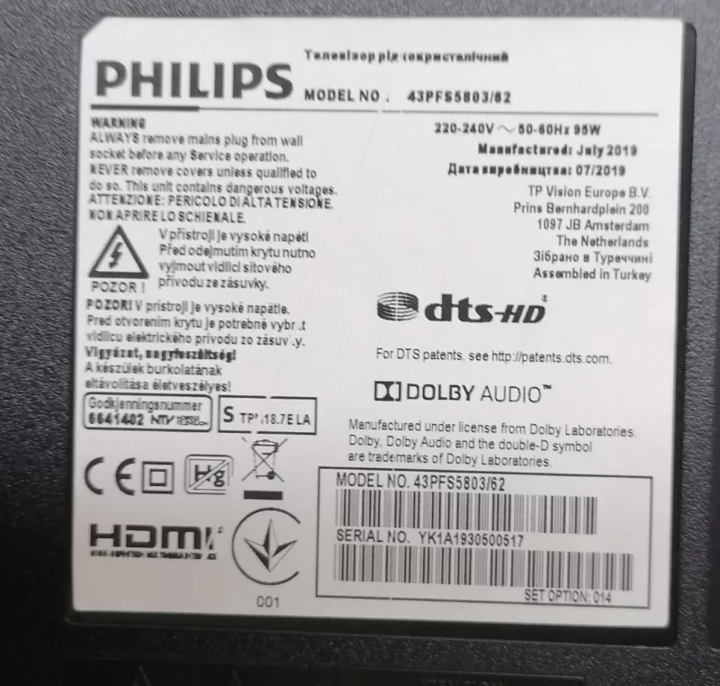 715G9237-M02-B00-005T, PHİLİPS 43PFS5803/62 MAİNBOARD ANAKART