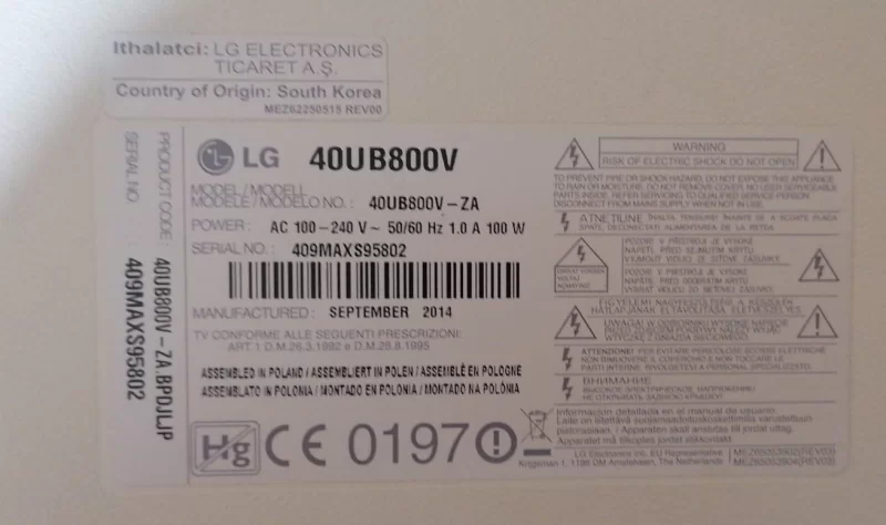 EAX65942801 (1.5), LGP40-14UL8, LG 40UB800V POWER BESLEME