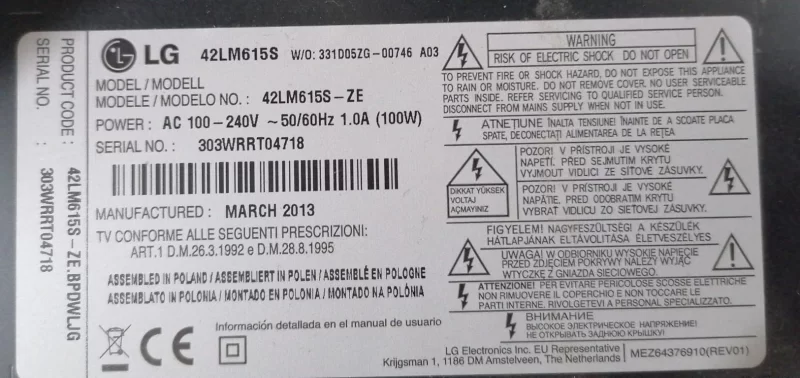 EAX64909901 (1.0), EBT62058354, LG 42LM615 MAİNBOARD ANAKART
