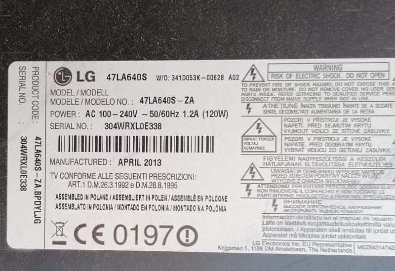 6917L-0117A, PCLH-D201, 3PHCC20005A-H, LG 47LA640 LED DRİVER