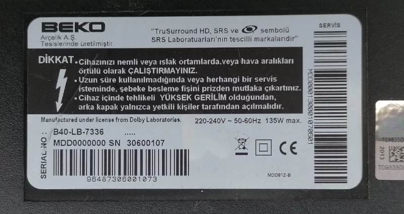 ZAT117LR, BEKO 40 LB 7336 HOPARLÖR TAKIMI