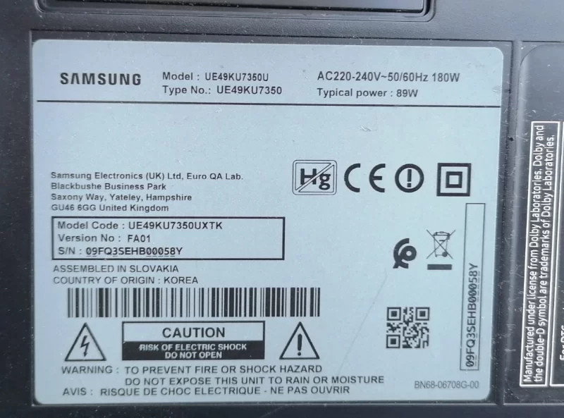 BN41-02528A, BN94-10826L, SAMSUNG UE49KU7350 MAİNBOARD ANAKART