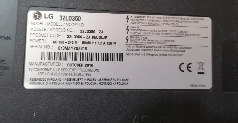 EAX61464001/8, LG 32LD350 POWER BESLEME