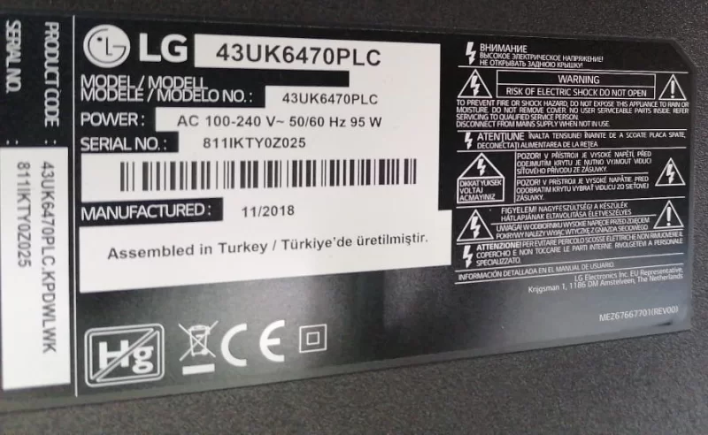 EAD63986803, LG 43UK6470PLC LVDS KABLOSU
