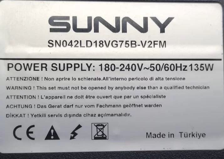 AY136P-4SF01, SUNNY SN042LD18VG75B-V2FM POWER BESLEME