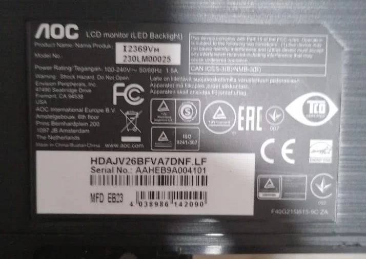 715G5812-M02-000-004I, AOC I2369Vm MAİNBOARD ANAKART