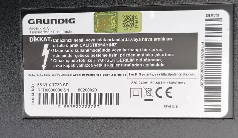 XPP191R-02, GRUNDIG 55 VLX 7730 POWER BUTON SENSÖR IR