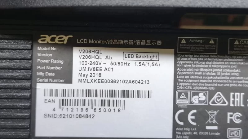715G6912-M01-000-004L, ACER V206HQL MONİTÖR MAİNBOARD ANAKART