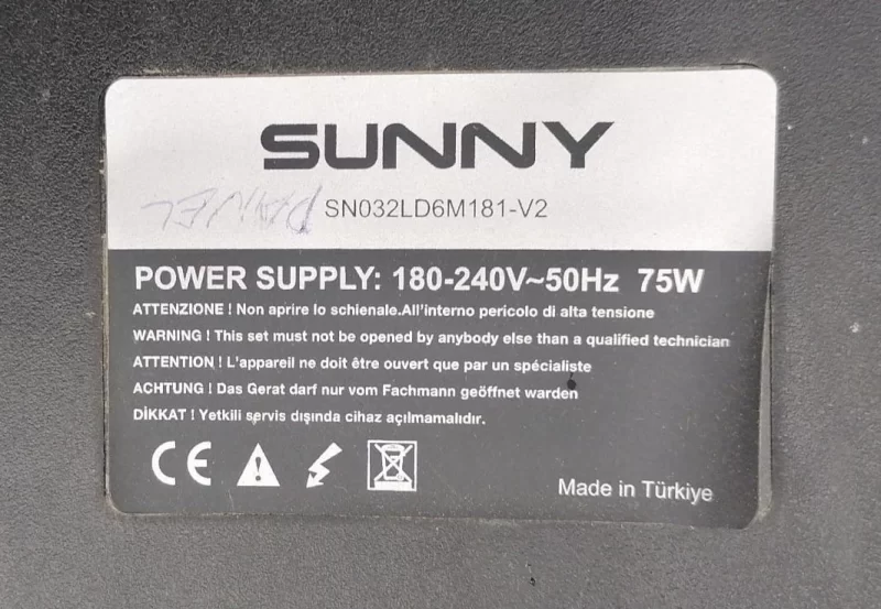 SUNNY TVE.MS6M181.1 Ver:1.3, SUNNY SN032LD6M181-V2 MAİNBOARD ANAKART