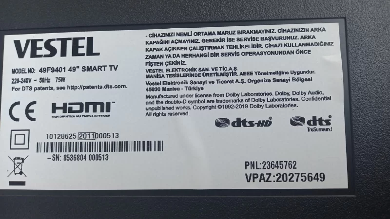 17WFM21, VESTEL 49F9401 SMART TV WİFİ MODÜL