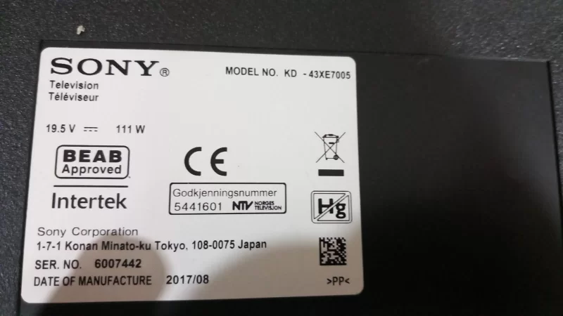 1-981-960-11 173658811, Sony Kd-43XE7005  Ir Sensor